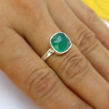 Rings 925 Silver Green Onyx Ring Sterling Gemstone Stacking Jewellery