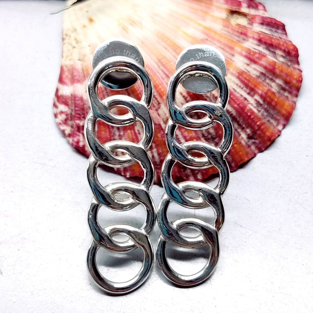 925 Silver Plated Oxidized Long Stud Earrings Drop Dangle Bohemian Jewellery - by Ancient Craft
