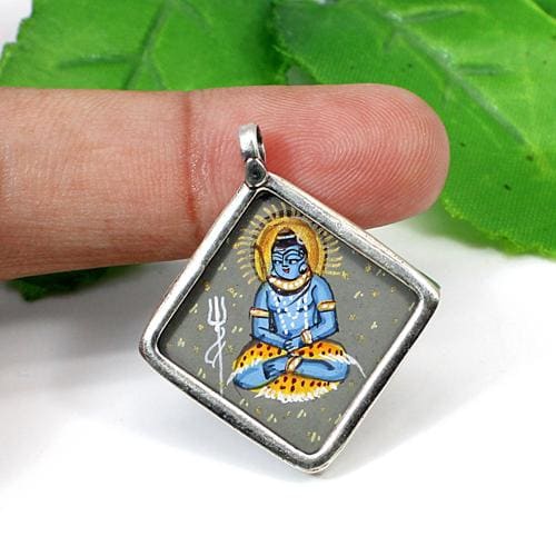 925 Silver Shiva Hand Painted Casual Wear Simple Pendant For Man & Women - by Ishu gems