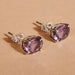 Earrings 925 Solid Silver Purple Amethyst Stud Earring Women Jewelry Birthday Gift Boho Post February Birthstone - by Finesilverstudio