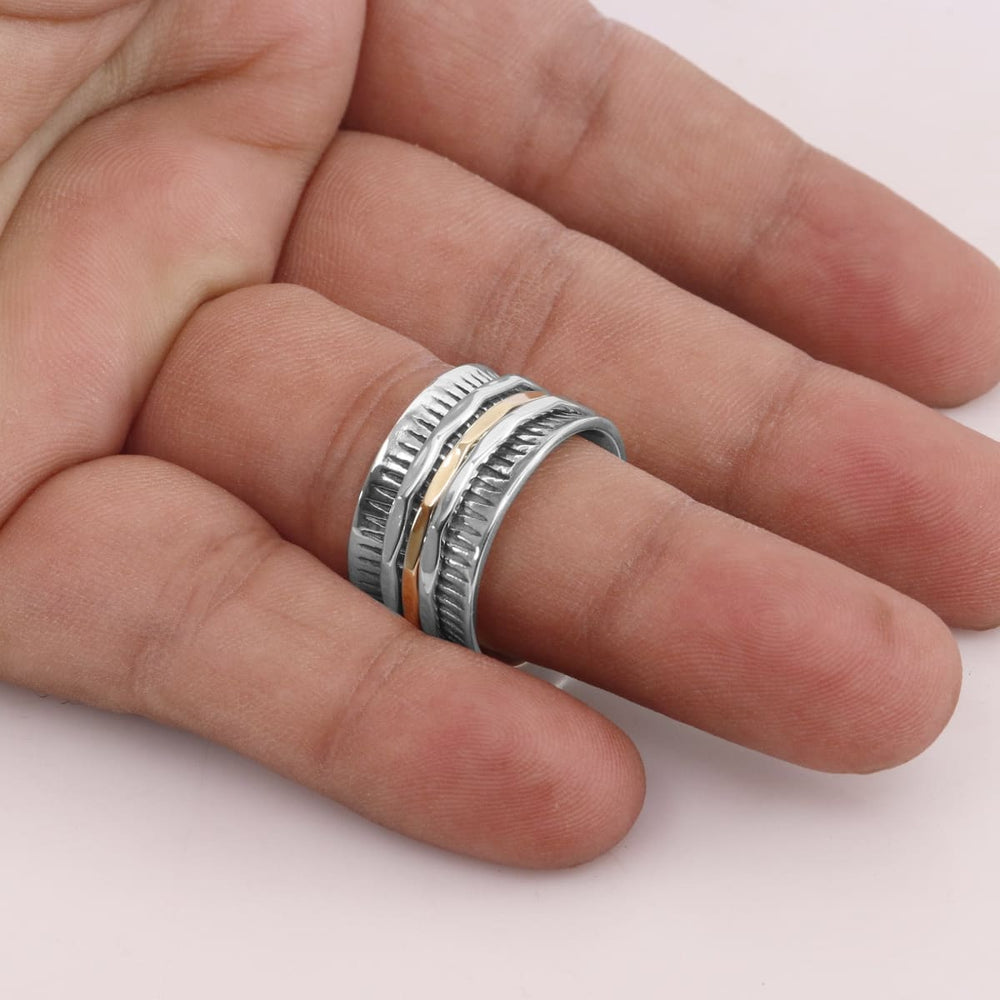 rings 925 Sterling Silver Band Energy Spinner Ring Thumb Meditation Fidget Promise Anxiety Gift For Men - by Rajtarang