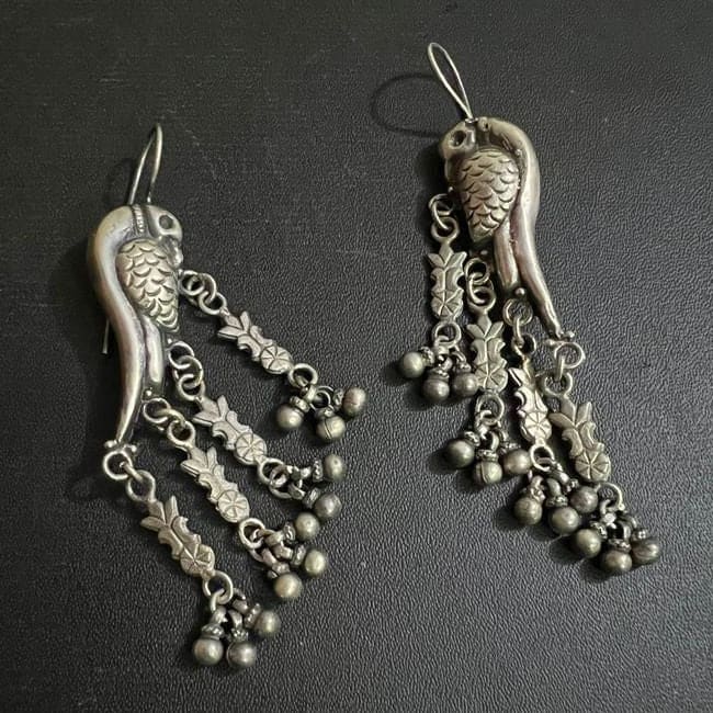 925 Sterling Silver Beutifull Peacock Earring Handmade - by Vidita Jewels