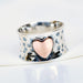 925 Sterling Silver Heart Ring Rose Copper Unique Handmade Jewelry - by Adorable Craft