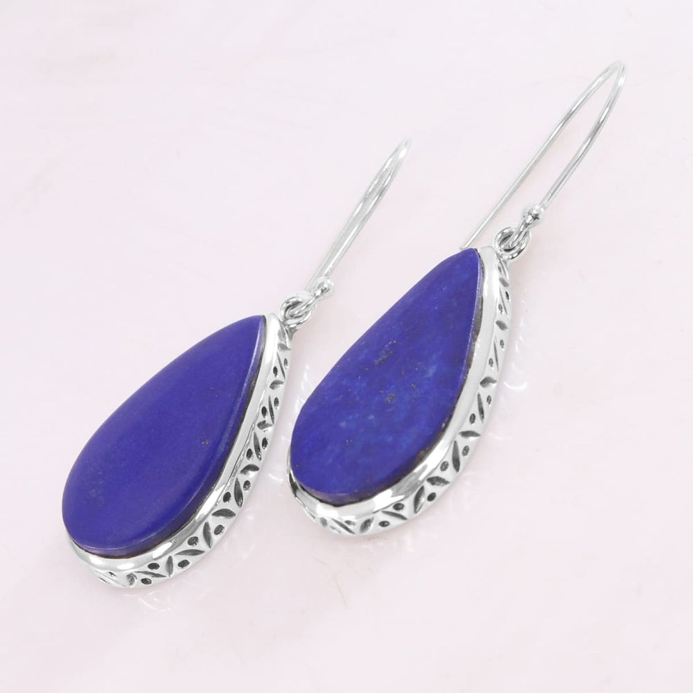 earrings 925 Sterling Silver Lapis Lazuli Earring Handmade Gemstone Crystal Dangle - by Rajtarang