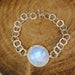 Bracelets 925 Sterling Silver Rainbow Moonstone & CZ Designer Link Chain Bracelet