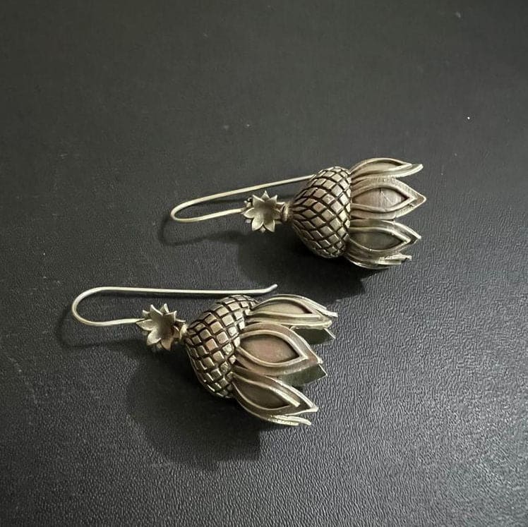 925antique Silver Jhumki Earring Simple and Atractive Handmade Earing with Traditional look - by Vidita Jewels