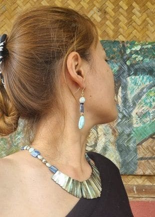 Abalone Tiara Necklace Earring Set - By Warm Heart Worldwide