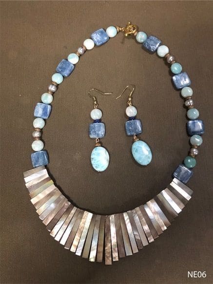 Abalone Tiara Necklace Earring Set - By Warm Heart Worldwide