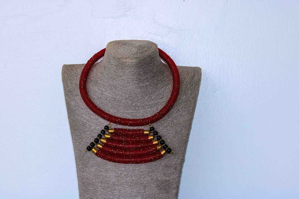 African Beaded Necklace Statement Beaded Necklace For Women Moms Gift Christmas Gift Her Zulu - By Naruki Crafts