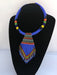 African Beaded Pendant Necklace Blue Fringe Beaded Necklace Tribal Zulu Maasai Jewelry - By Naruki Crafts