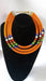 African Orange Beaded Layered Necklace Tribal Zulu Beaded Maasai Jewelry - By Naruki Crafts