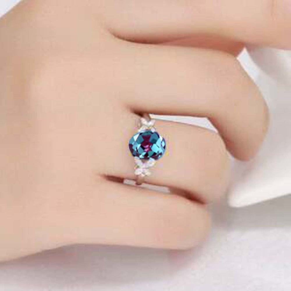 Alexandrite Ring 925 Sterling Silver Beautiful Wedding for Women Gift her June Birthstone Natural Gemstone Dainty - by Jaipur Art Jewels