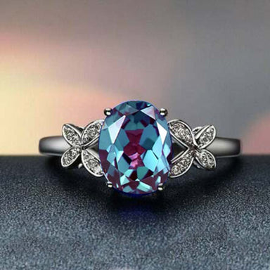 Alexandrite Ring 925 Sterling Silver Beautiful Wedding for Women Gift her June Birthstone Natural Gemstone Dainty - by Jaipur Art Jewels