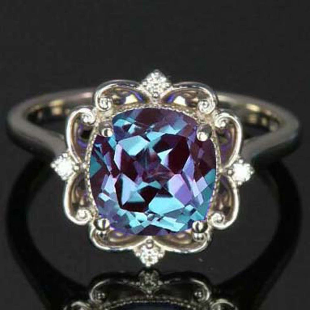 Alexandrite Ring 925 Sterling Silver for Women Engagement June Birthstone Valentines Day Gift her Handmade Gemstone - by Jaipur Art Jewels
