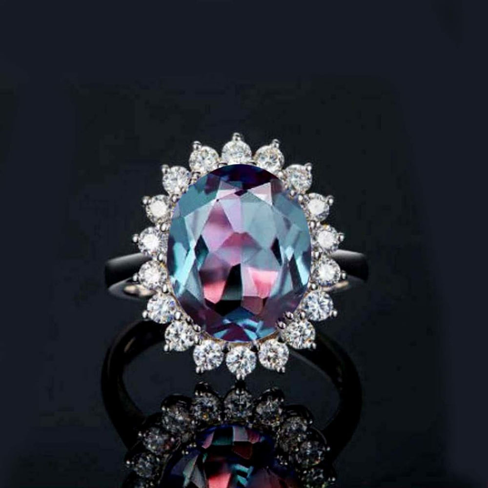 Alexandrite Ring 925 Sterling Silver Promise Bridal for Women Vintage Dainty Proposal Diamond Genuine Gemstone - by Jaipur Art Jewels