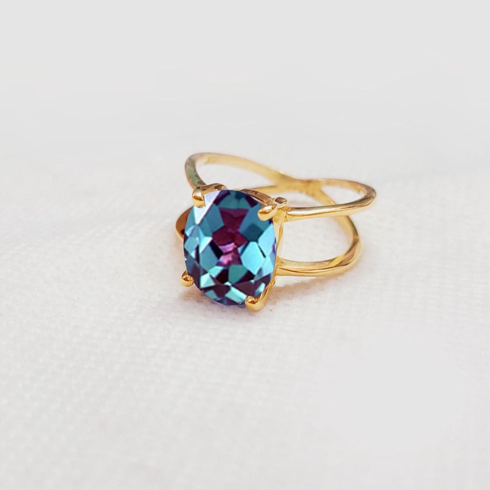 Alexandrite Ring 925 Sterling Sliver for Women Gift Mom Double Band Handmade Genuine Gemstone June Birthstone Cute - by Jaipur Art Jewels