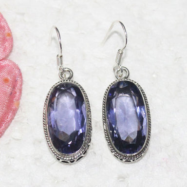 earrings Amazing BLUE IOLITE Gemstone Earrings Birthstone 925 Sterling Silver Fashion Handmade Jewelry Dangle Gift - by Zone
