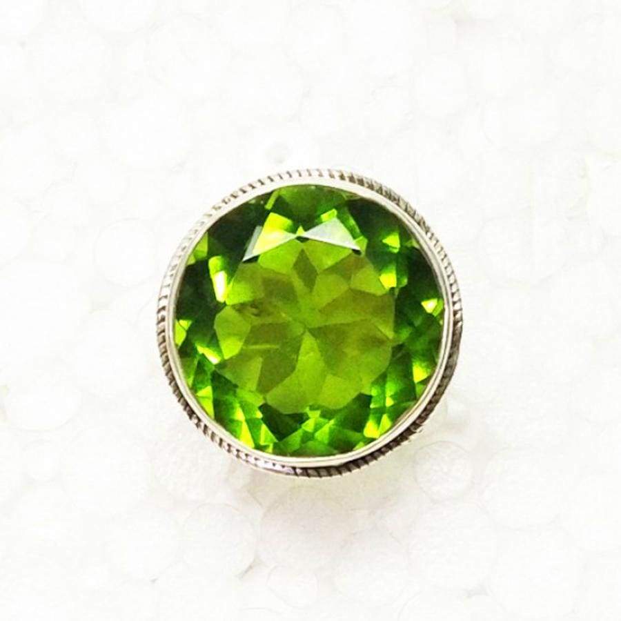 Amazing GREEN PERIDOT Gemstone Ring Birthstone 925 Sterling Silver Fashion Handmade Jewelry All Size Gift Artisan - by Zone