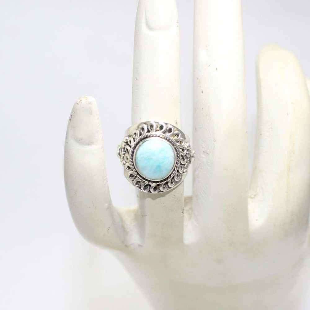 rings Amazing NATURAL DOMINICAN LARIMAR Gemstone Ring Birthstone 925 Sterling Silver Fashion Handmade Jewelry All Size Gift - by Zone
