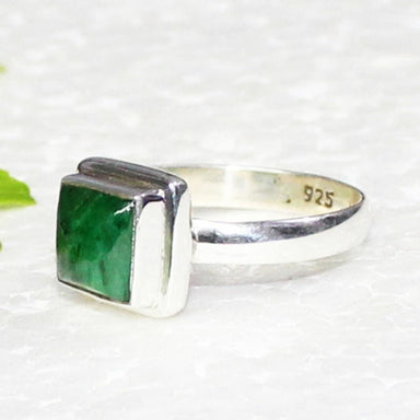 rings Amazing NATURAL INDIAN EMERALD Gemstone Ring Birthstone 925 Sterling Silver Fashion Handmade All Size Gift - by Jewelry Zone