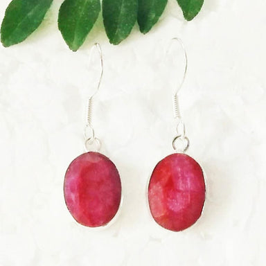 Amazing NATURAL INDIAN RUBY Gemstone Earrings Birthstone 925 Sterling Silver Fashion Handmade Jewelry Dangle Gift - by Zone
