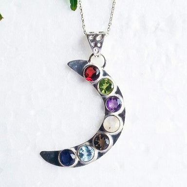 Amazing Natural Multi Gemstone Pendant Birthstone 925 Sterling Silver Fashion Handmade Jewelry Free Chain Gift - By Zone