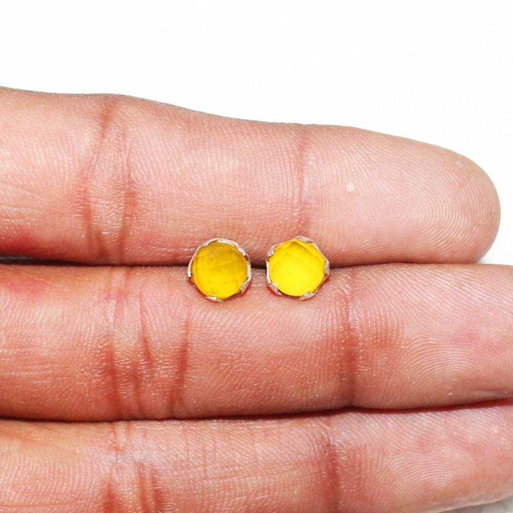 earrings Amazing NATURAL YELLOW ONYX Gemstone Earrings Birthstone 925 Sterling Silver Fashion Handmade Jewelry Stud Gift - by Zone