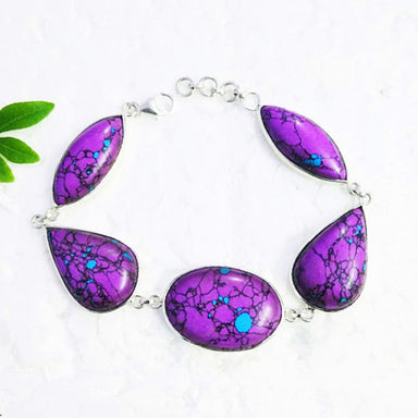 Amazing Purple Turquoise Gemstone Bracelet Birthstone 925 Sterling Silver Fashion Handmade Jewelry Gift - By Zone