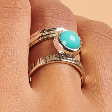 Rings A Sleeping Beauty Turquoise (Arizona Turquoise) gemstone 925 Sterling silver Ring Fashion Handmade Jewelry Gift - by Adorable Craft