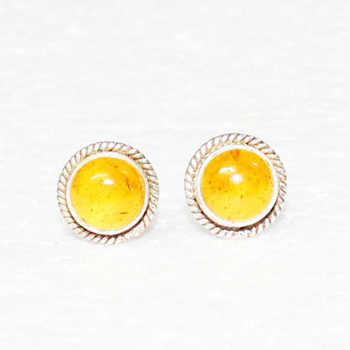 Amber Gemstone 925 Sterling Silver Jewelry Stud Earrings Handmade Gift - by Zone