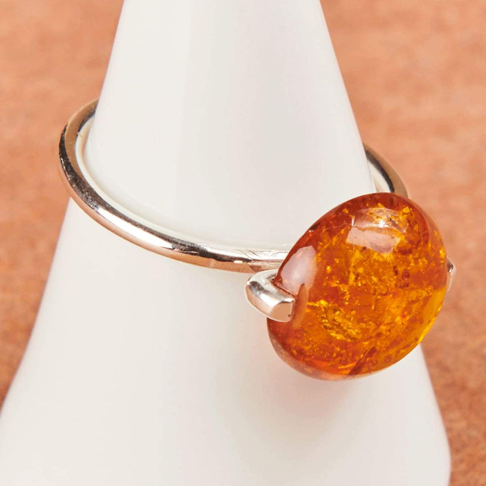 Amber ring 925 sterling silver baltic amber handmade jewelry gemstone gift for her - by jaipur art jewels