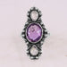 925 Sterling Silver Amethyst Ring Handmade Rainbow Moonstone Faceted Gemstone Ring, - by Rajtarang