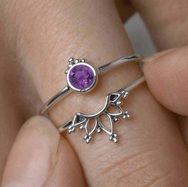 rings Amethyst 925 Sterling Silver Stackable Couple Ring,February Birthstone Gift for her - by InishaCreation