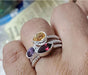 Amethyst Citrine Garnet Gemstone Jewelry 925 Sterling Silver Ring Dainty Multi Stone - By Inishacreation