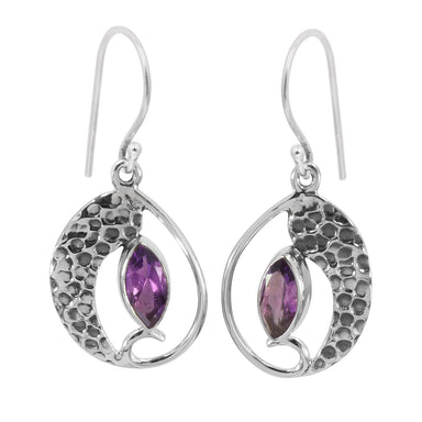 Earrings Amethyst Earring Silver Handmade 925 Sterling Gemstone 20X42mm For Women’s - by Rajtarang