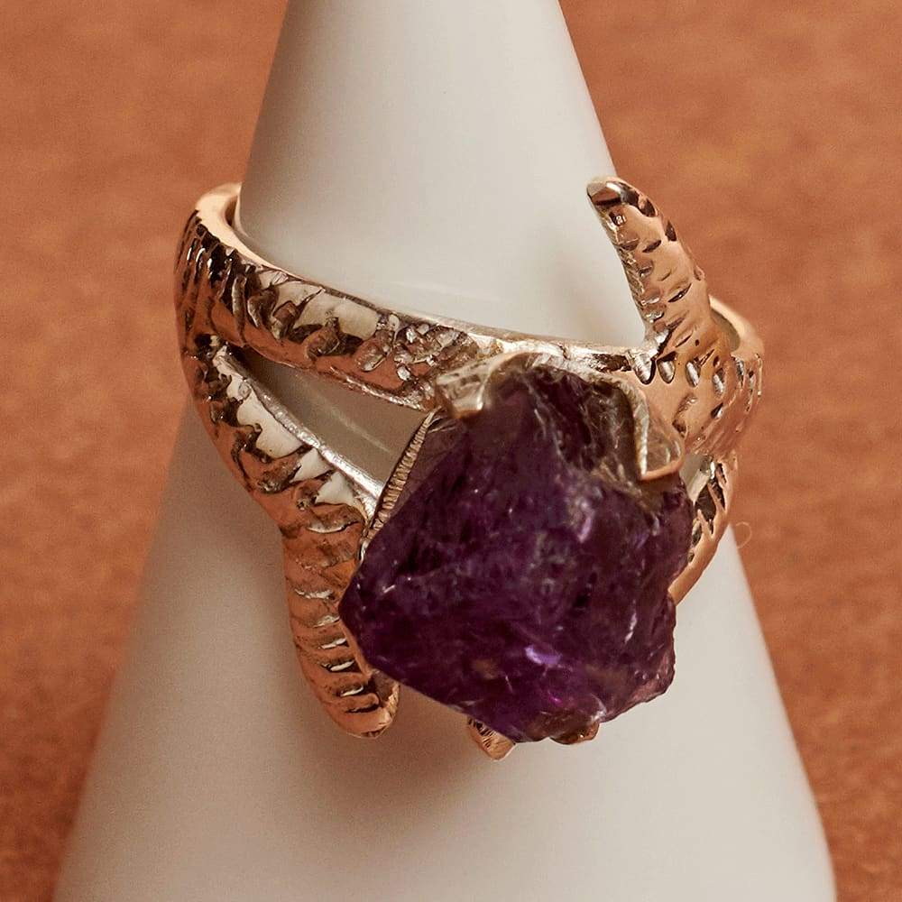 Rings Amethyst Ring-Boho Silver Ring-One of Kind Rough Ring -925 Sterling -Natural Semi Precious Raw Stone -Christmas Gift - by 