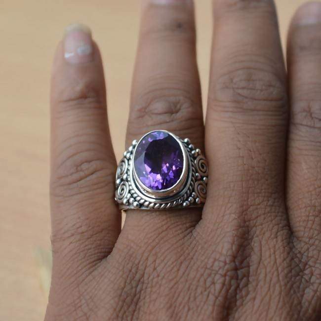 Rings Amethyst Ring Purple Gemstone Natural All Sizes 925 Sterling Silver February Birthstone