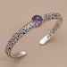 Amethyst Silver Cuff Bracelet Gemstone Handmade Bali Jewelry Gift - by Aurolius