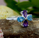 Amethyst & Swiss Blue Topaz 925 Sterling Silver Ring Multi Stone Handmade Jewelry Gift For Her - By Girivar Creations
