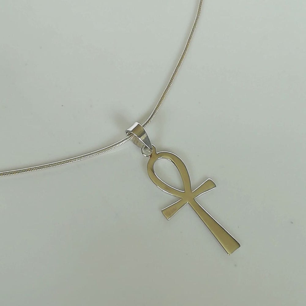 Necklaces Ankh Cross Silver Pendant Breath Of Life Necklace Bohemian Jewelry Simple Neck Charm Minimalist PFA - by OneYellowButterfly