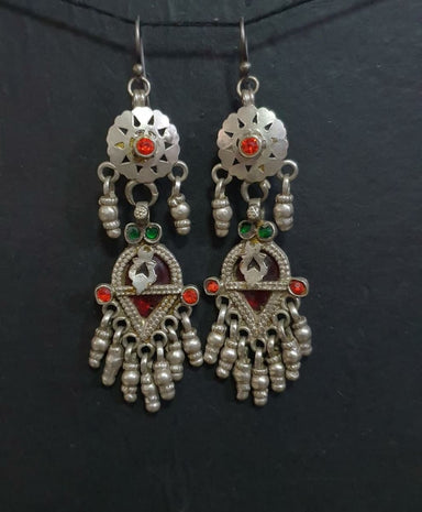 Antique Silver Earrings Bollywood Style Vintage Antique Tribal Handmade Nomadic Jewelry Silver From Rajasthan India - By Vidita Jewels
