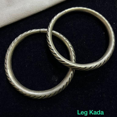 Antique Silver Leg Kada Pair\\925 Sterling Kada\\traditional Handmade for Woman - by Vidita Jewels