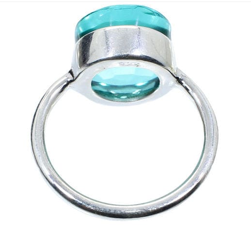 Apatite Hydro 925 Sterling Silver Handcraft Bezel Set Ring Round Stone Plain for Birthday Gift - by Nehal Jewelry