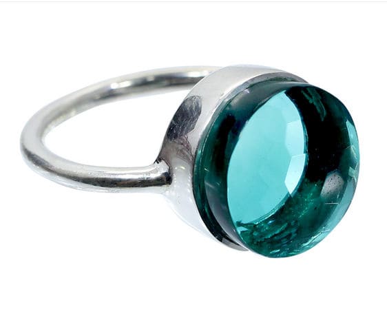 Apatite Hydro 925 Sterling Silver Handcraft Bezel Set Ring Round Stone Plain for Birthday Gift - by Nehal Jewelry