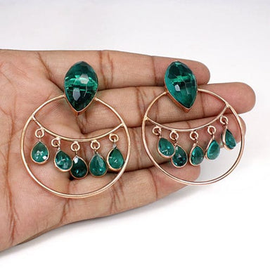 Apatite Hydro Gemstone Brass Hanging Earring - by Nehal Jewelry