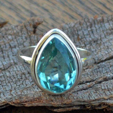 Rings Apatite Quartz Ring Pear Cut 925 Sterling Silver Jewelry