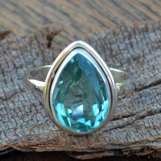Rings Apatite Quartz Ring Pear Cut 925 Sterling Silver Jewelry