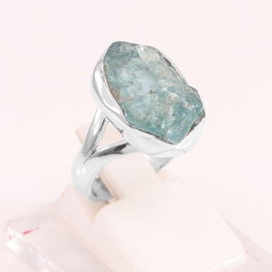 rings Raw Apatite Ring Sterling Silver Handmade Rough Gemstone Solitaire Gift - 5 by Rajtarang