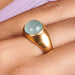Rings Aqua Chalcedony 925 Sterling Silver 18K Yellow Gold Rose Filled Ring Handmade in India Gift Jewelry Gemstone - by Subham Jewels