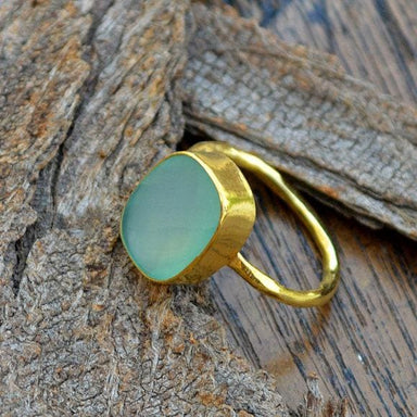 Rings Aqua Chalcedony Gold Ring 14K Yellow Faceted Jewelry